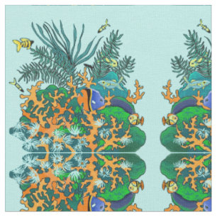 Tropical Fish Coral Reef Salt Water Aquarium Fabric