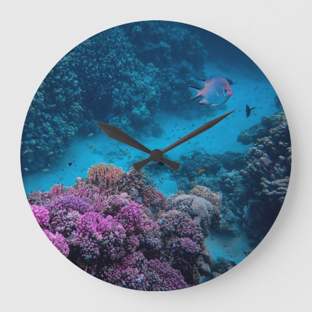Tropical Fish Coral Sea Large Clock (Front)