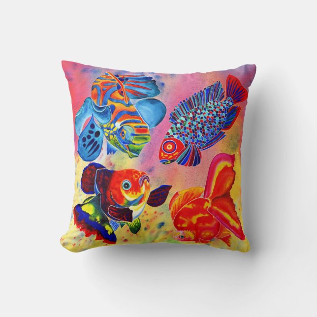 Tropical fish design decorative pillow (Front)