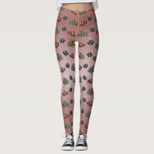 Tropical Fish Frenzy Leggings (Dusty Pink Mix)
