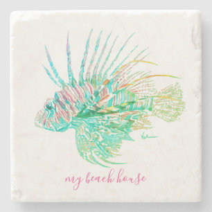Tropical Fish Linonfish Stone Coaster