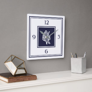 Tropical Fish Nautical Square Wall Clock