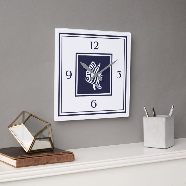 Tropical Fish Nautical Square Wall Clock (Office)