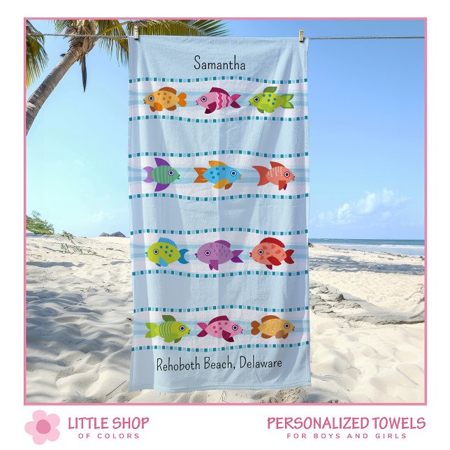 Tropical Fish Ocean Waves Customisable Beach Towel (Creator Uploaded)