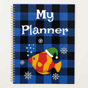 Tropical Fish on Blue Buffalo Pattern Add Text Planner