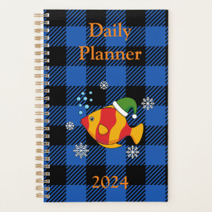 Tropical Fish on Blue Buffalo Pattern Add Text Planner