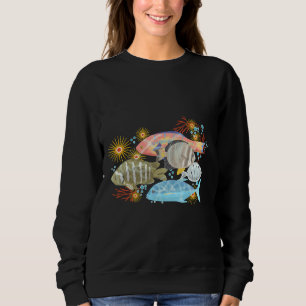 Tropical Fish On Teal Blue Sweatshirt