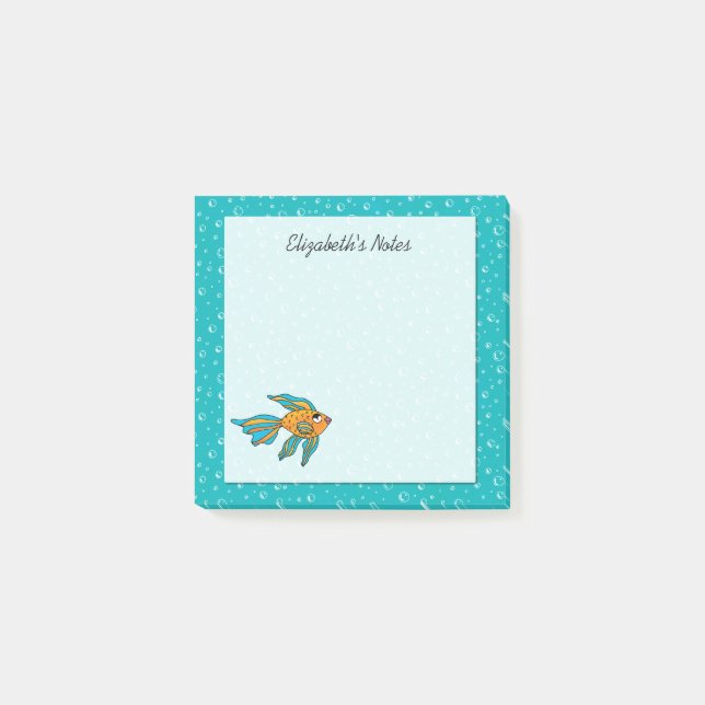 Tropical Fish Orange and Blue Personalised 3 x 3 Post-it Notes (Front)