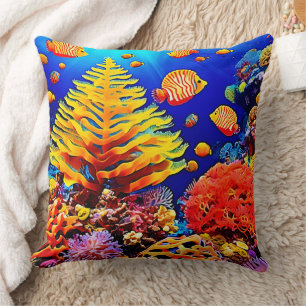 Tropical Fish Reef Underwater Life Cushion