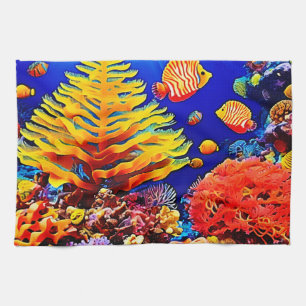 Tropical Fish Reef Underwater Life Tea Towel