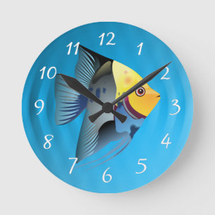 tropical fish round clock