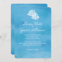 Tropical fish save wedding invitation card