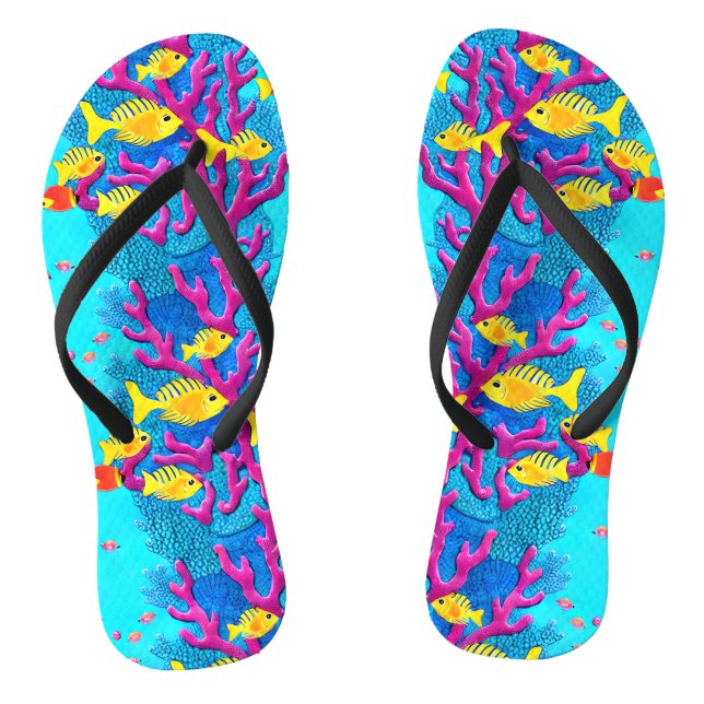 Tropical Fish Seamless Pattern Thongs (Footbed)
