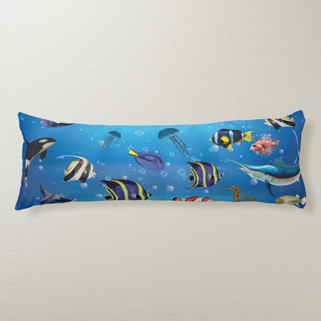 Tropical Fish swimming Seabed Body Cushion (Front)