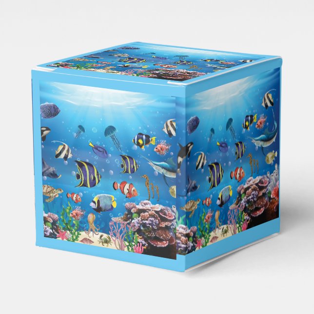Tropical Fish swimming Seabed Favour Box (Front Side)