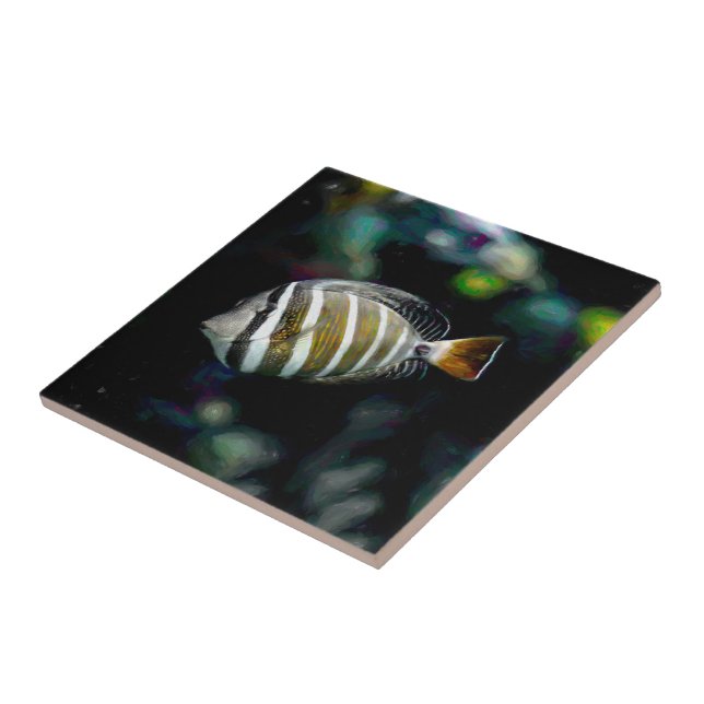 Tropical Fish Underwater Aquatic Design Ceramic Tile (Side)