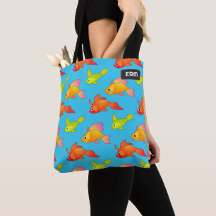 Tropical Fish vacation design - your initials on Tote Bag
