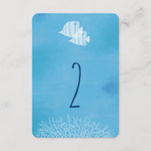 Tropical fish watercolor wedding table number