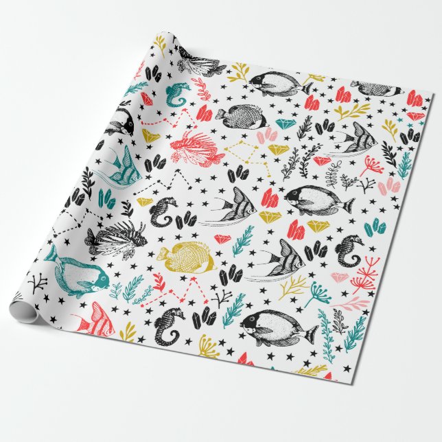 Tropical Fish Wrapping Paper (Unrolled)
