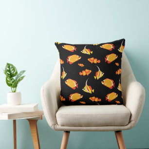 Tropical Fishes Swimming Colourful Ocean Themed Cushion