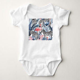 Tropical Flair: Flamingo Zebra Paradise Baby Bodysuit
