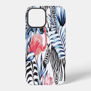 Tropical Flair: Flamingo Zebra Paradise iPhone 12 Case