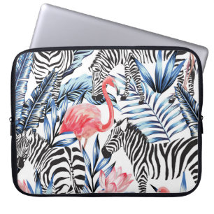 Tropical Flair: Flamingo Zebra Paradise Laptop Sleeve