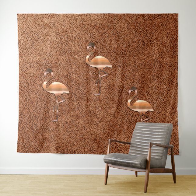 Tropical Flair Gold Flamingo Tapestry (In Situ (Horizontal))