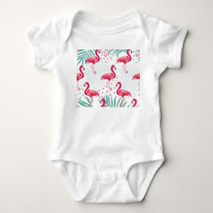 Tropical flamingo and leaves, summer pattern. baby bodysuit