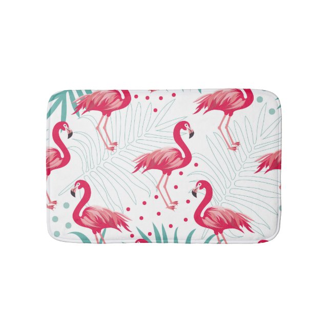 Tropical flamingo and leaves, summer pattern. bath mat (Front)