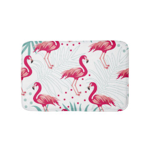 Tropical flamingo and leaves, summer pattern. bath mat