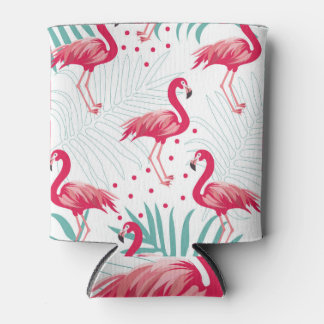 Tropical flamingo and leaves, summer pattern. can cooler