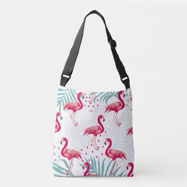 Tropical flamingo and leaves, summer pattern. crossbody bag (Front)