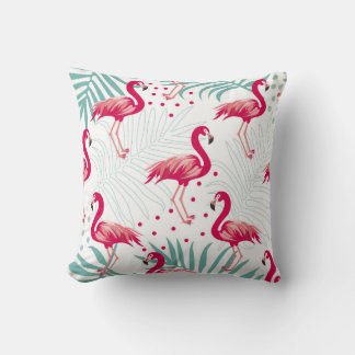 Tropical flamingo and leaves, summer pattern. cushion