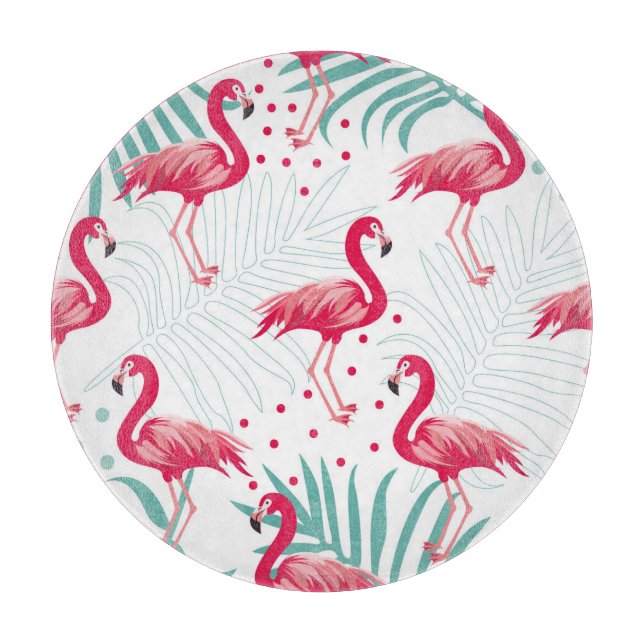 Tropical flamingo and leaves, summer pattern. cutting board (Front)
