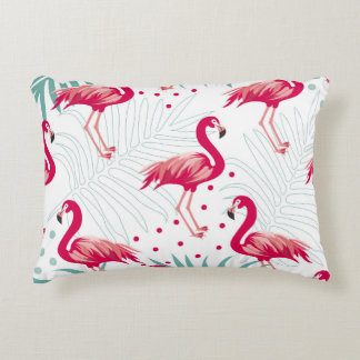 Tropical flamingo and leaves, summer pattern. decorative cushion
