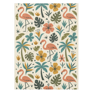 Tropical Flamingo and Palm Tree Pattern Tablecloth