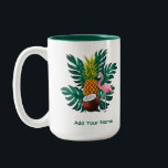 Tropical Flamingo and Pineapple Summer Gift Coffee Two-Tone Coffee Mug<br><div class="desc">Bring the vacation vibes to your morning coffee! This vibrant mug features a beautiful pink flamingo,  a golden pineapple,  and lush tropical monstera leaves. Perfect as a summer birthday gift or a treat for bird and nature lovers.</div>