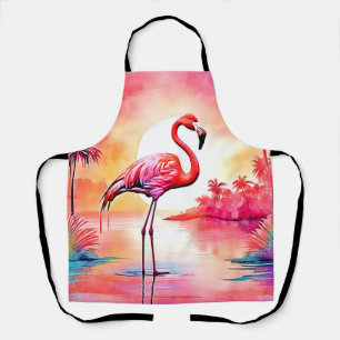 Tropical Flamingo Art Apron