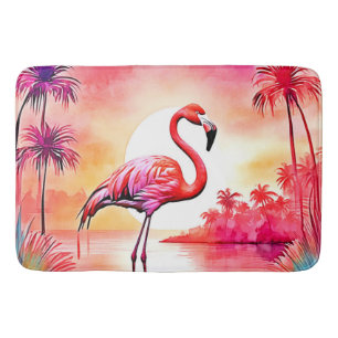 Tropical Flamingo Art Bath Mat