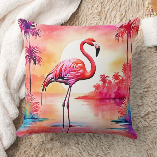 Tropical Flamingo Art Cushion (Blanket)