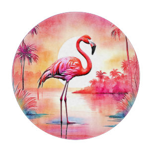 Tropical Flamingo Art Cutting Board