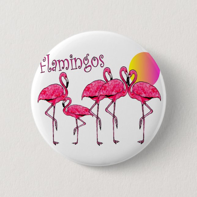 Tropical Flamingo Art Gifts 6 Cm Round Badge (Front)