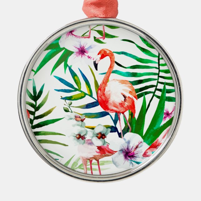 Tropical flamingo art metal tree decoration (Front)