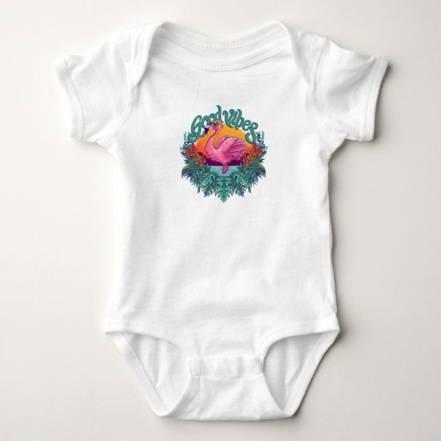 Tropical Flamingo Baby Bodysuit (Front)