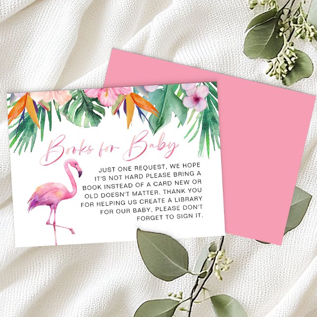 Tropical Flamingo Baby Shower Book Request Card (Books for Baby Card)