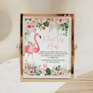 Tropical Flamingo Baby Shower Don't Say Baby Poster