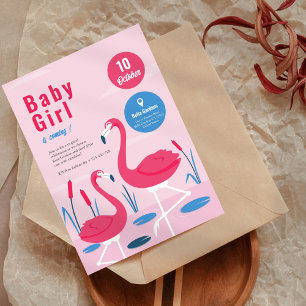 Tropical Flamingo Baby Shower Invitation