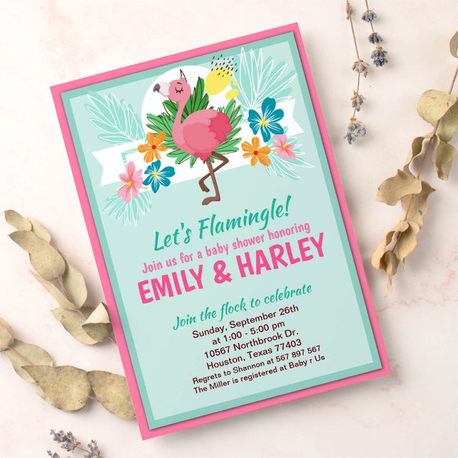 Tropical Flamingo Baby Shower Invitation (Creator Uploaded)