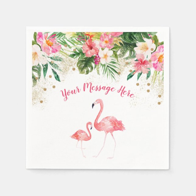 Tropical Flamingo Baby Shower Napkin (Front)